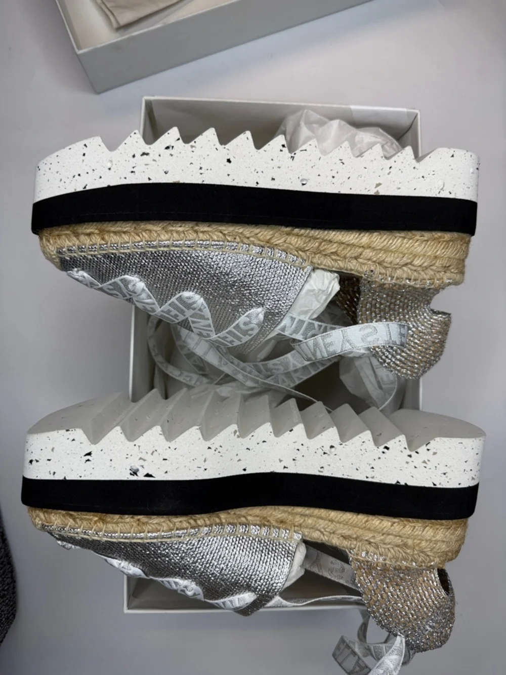 Stella McCartney Gaia Laminated Cotton Platform Espadrilles Size EU 41 (US 11)